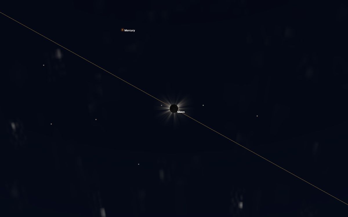 A solar eclipse shadow falling across Earth in Celestial Atlas